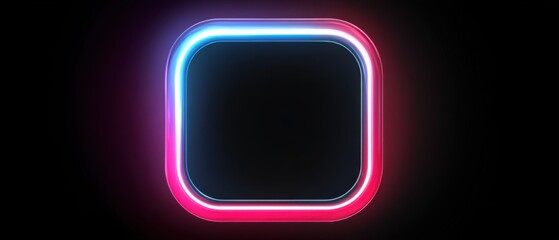 Fototapete - Glowing Neon Frame Abstract Background Design with Rounded Corners and Vibrant Colors in Studio Shot for Graphic Design