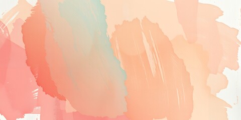 Poster - Abstract painting featuring brush strokes in shades of peach, coral, and light green hues artfully blended