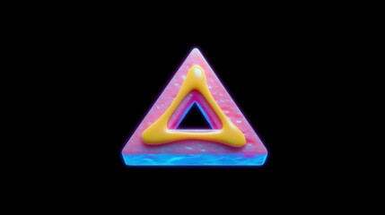 Fototapete - Abstract Triangle Composition Rendered in Neon Colors on Black Background Studio Shot Geometric Art