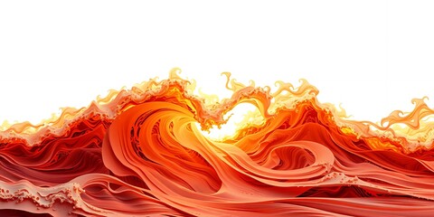 Poster - A fiery wave illustration with shades of orange and yellow against a white background art piece