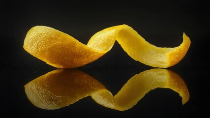 Poster - Close-up shot of orange peel reflected on a shiny surface