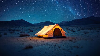 Wall Mural - desert tent under starry sky