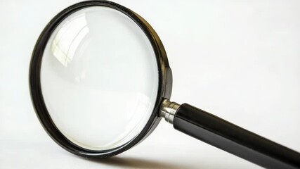 Poster - A close-up view of a magnifying glass on a table, perfect for use in educational or scientific settings