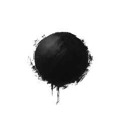 Poster - Isolated black sphere with dripping effect on a dark background creating an abstract composition isolated on transparent background