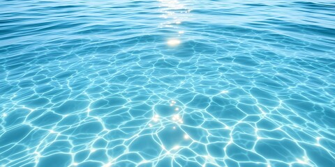 Poster - A view of crystal clear turquoise water with sunlight reflecting and creating patterns on the surface