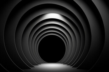 Leinwandbilder - Abstract dark tunnel with concentric circles and light at the end