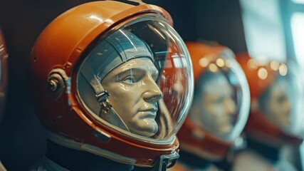 Aufkleber - Group of mannequins dressed as astronauts for futuristic or sci-fi themed projects