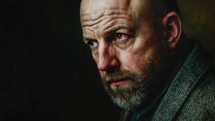 Aufkleber - A close up shot of a man with a beard, providing detail and texture