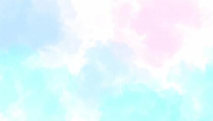 Wall Mural - pastel cloud background: soft blue pink white watercolor wash texture