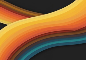 Poster - abstract background with colorful gradient waves and curved layers