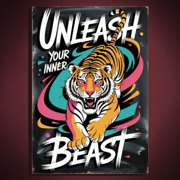 Unleash Your Inner Beast: A Vibrant Tiger Graphic for Motivation and Inspiration.