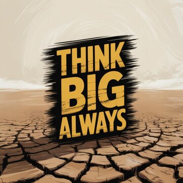 Empowering Message: Think Big Always - Inspiring Growth and Ambition in a Striking Desert Landscape.