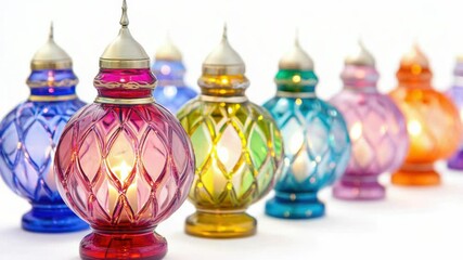 Poster - A collection of colorful glass lamps placed together