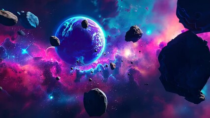 Wall Mural - Space Scene with Rocks and Planets
