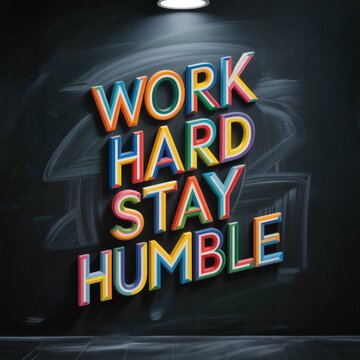 Colorful Motivational Quote: Work Hard, Stay Humble Leadership Inspiration on Chalkboard Background