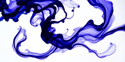 Poster - Abstract blue ink swirling in water creating dynamic patterns on a clean white background view