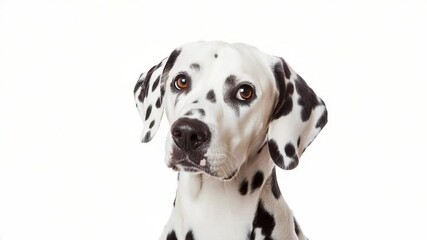 Aufkleber - A friendly dalmatian dog sits down and looks directly at the camera