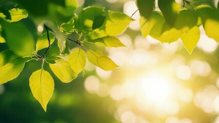 Poster - A serene scene with sunlight shining through the leaves of a tree, perfect for backgrounds or illustrations