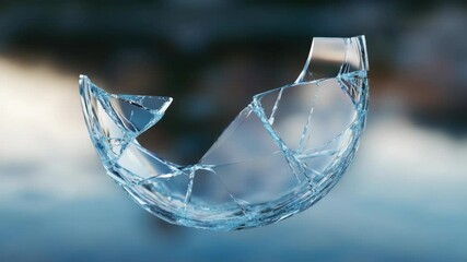 Poster - A broken glass window with a blurred background, suitable for use in scenes of chaos or destruction