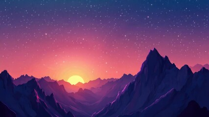 Poster - A mountain with a clear night sky and a bright shooting star visible against the dark background
