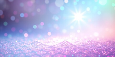 Poster - A dreamy landscape with bokeh lights and a bright light shining over a textured surface