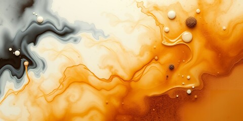 Poster - Abstract background featuring swirling patterns of orange brown and gray with white spheres