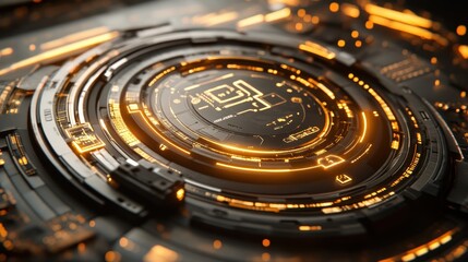 Fototapete - Futuristic Abstract Technology Background with Glowing Circles