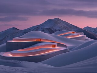 Poster - Symmetrical Dune Forms Illuminated at Sunset