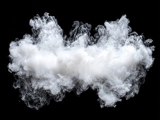 Poster - Symmetrical White Smoke Cloud Spinning into a Curved Beam Against Black Background