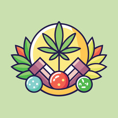 Poster - Creative vector illustration featuring a leaf with vibrant colors and playful elements for cannabis-themed branding and design