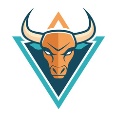 Aufkleber - Bold bull logo design with geometric elements for branding and marketing in a modern style perfect for sports teams, businesses, or creative projects