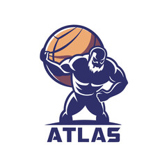 Poster - Strong figure holding globe in a vector illustration representing global strength and resilience with clear lines and modern design for logo or clipart use