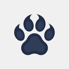 Aufkleber - Paw print vector illustration and logo design suitable for various branding needs, showcasing a stylized paw in dark blue and gold colors