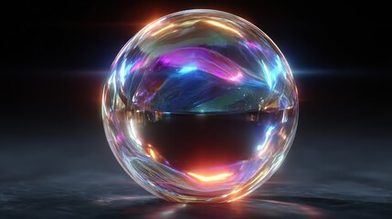 Wall Mural - large bubble on black water surface