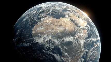 Wall Mural - earth viewed from space with sun at center against dark backdrop