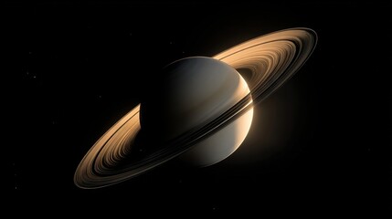 Wall Mural -   Saturn image from space with Moon in background and Sun centering