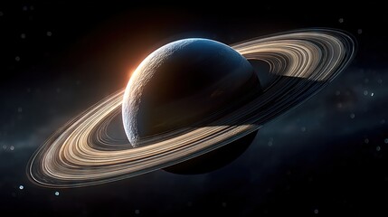 Wall Mural - an artist's depiction of saturn featuring its rings prominently in the foreground and a backdrop of 