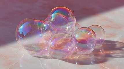 Wall Mural - soap bubbles on countertop next to hand shadow