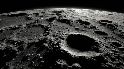 Wall Mural - view of the moon's surface from its far side, through a small hole