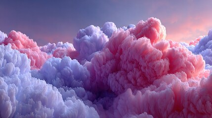 Wall Mural - a vibrant sky with clouds of pink and purple, surrounded by two layers of blue