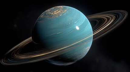 Wall Mural - an artist's portrayal of saturn with its ring system appearing to encircle the planet