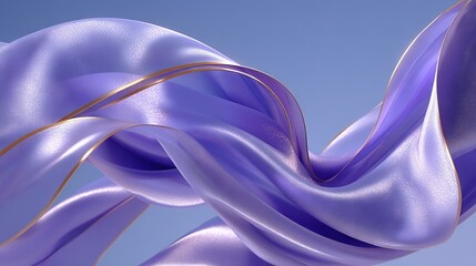 Wall Mural -   A close-up of a purple ribbon with a blue sky in the background and a gold stripe on its end