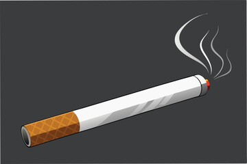 Aufkleber - Vector illustration of a cigarette with smoke rising on a simple background, representing smoking culture and its visual impact in various designs and logos