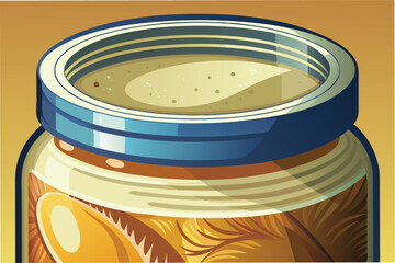 Poster - Detailed vector illustration of a wooden jar with a metallic lid showcasing a smooth, polished design and intricate wood patterns emphasizing craftsmanship and style