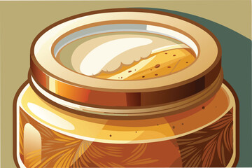 Poster - Detailed vector illustration of a wooden jar with a metallic lid showcasing a smooth, polished design and intricate wood patterns emphasizing craftsmanship and style