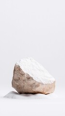 Leinwandbilder - White Snow Covered Rock on White Background