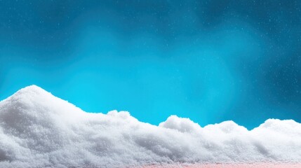 Wall Mural - Snow-covered mountain peak under a bright blue sky with scattered white clouds during daytime.