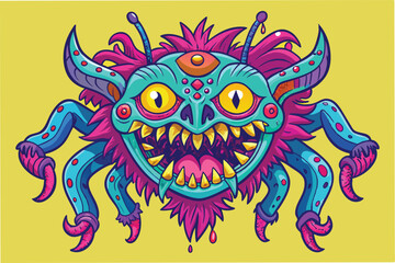 Poster - Vibrant fantasy monster design with colorful features and dynamic elements showcasing a unique character