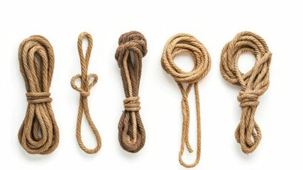 Poster - Coiled rope on a clean white surface, ready for use