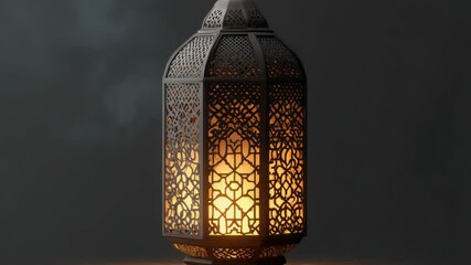 Poster - A lantern with a warm glow on a table, great for adding ambiance to a scene or setting